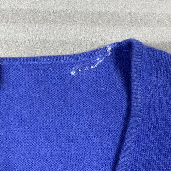 Mainbocher Sweater Womens XL Blue 100% Cashmere Short Sleeve Scoop Neck 2-Ply - Picture 4 of 8
